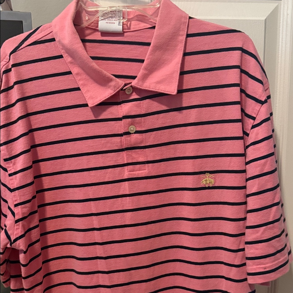 Brooks Brothers Pink and Black Striped Polo